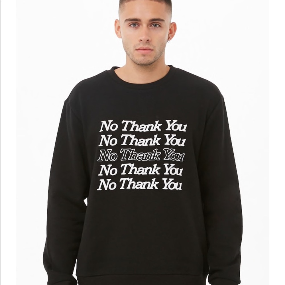 Forever 21: Black Graphic Crew Neck Sweater